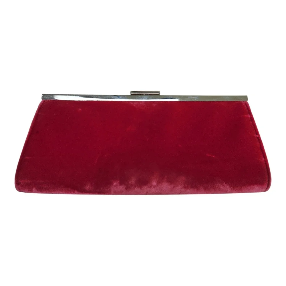 Banana Republic‎ Hot Pink Velvet Clutch Bow Silk Blend Evening Formal Barbiecore